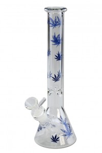Айс Бонг Flask Hemp Leaves blue Айс Бонг Flask Hemp Leaves blue