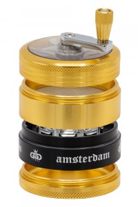 Гриндер GG Amsterdam | 4part - Ø:63mm - crank and window - Golden Гриндер GG Amsterdam | 4part - Ø:63mm - crank and window - Golden