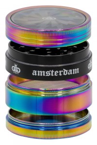 Grace Glass Amsterdam | Grinders - 4part - Ø:63mm - crank and window - rainbow