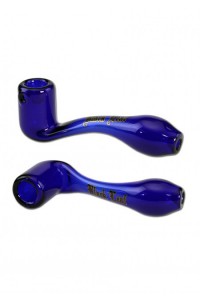 'Black Leaf' Glass Pure Pipe blue 14cm