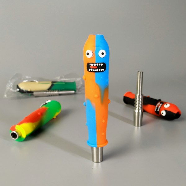 Трубка Pickle Rick 12см Силикон + Металл
