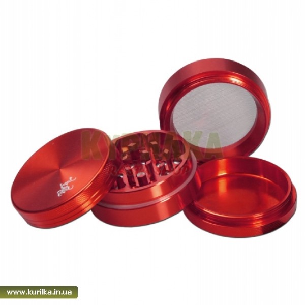"Black Leaf" Weed Grinder, 4pc, red