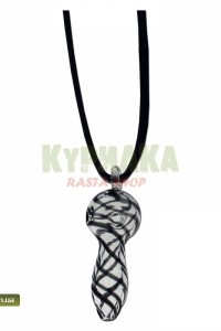 Glass Pendant Hand-Pipe clear with stripes Glass Pendant Hand-Pipe clear with stripes
