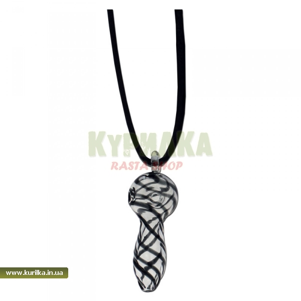 Glass Pendant Hand-Pipe clear with stripes