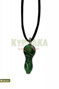 Glass Pendant Hand-Pipe green with stripes