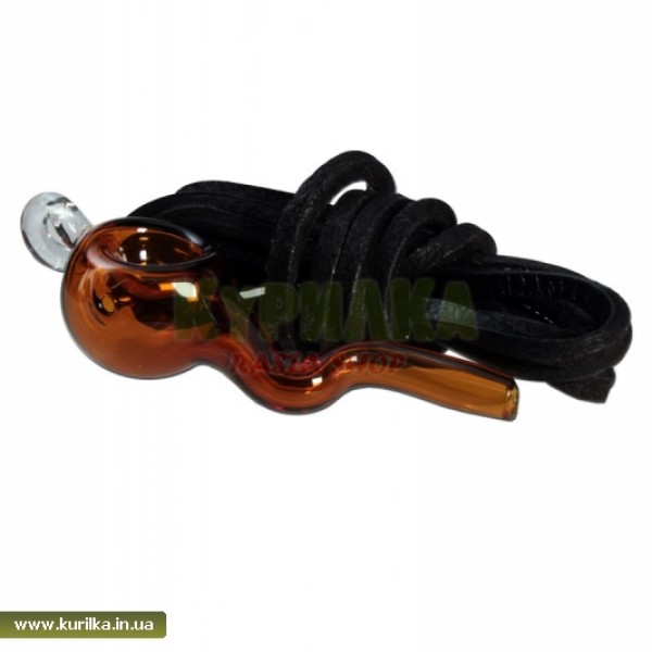 Glass Pendant Hand-Pipe "Lucky Sperm" amber