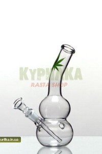 Мини бонг Glass Leaf - Bubbles -19 см
