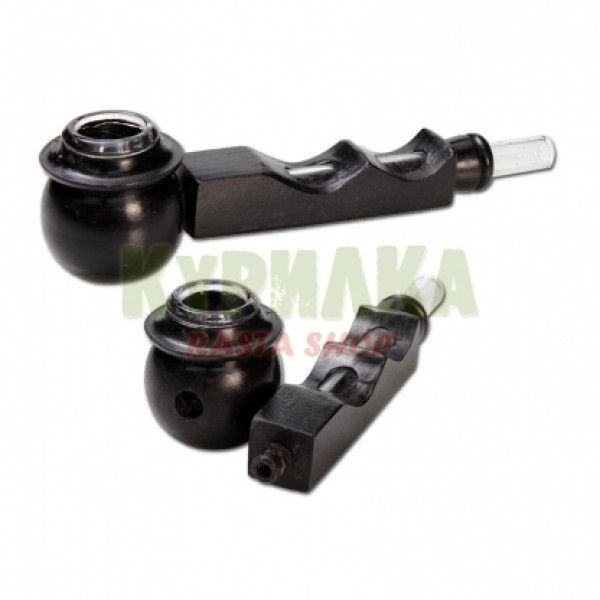 Wood Pipe with Glass Bowl